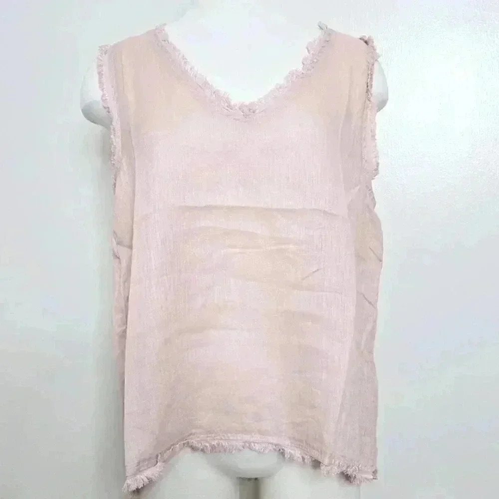Maven West Linen Fray Tank Size L